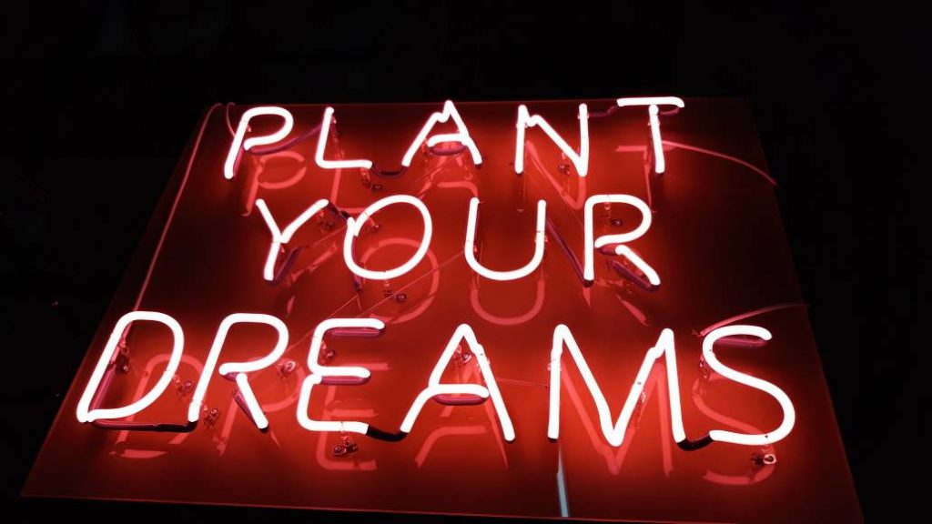 Plant your dreams red pink neon