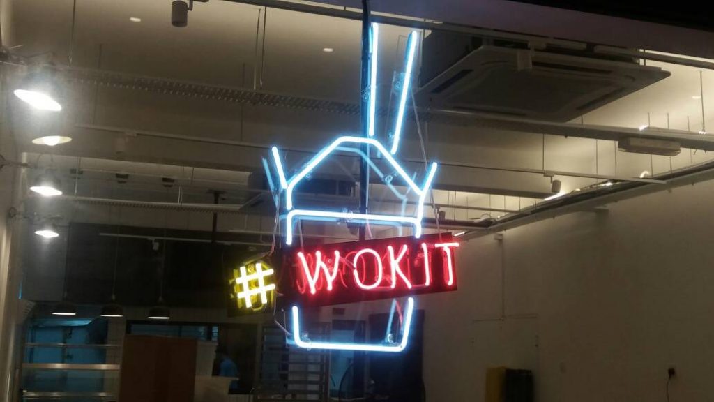Hanging signage with steel structure